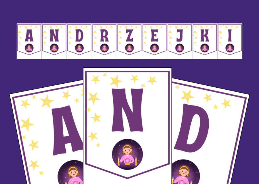 ANDRZEJKI – biblioteka – świetlica – przedszkole – GIRLANDA – gazetka – wersja 2