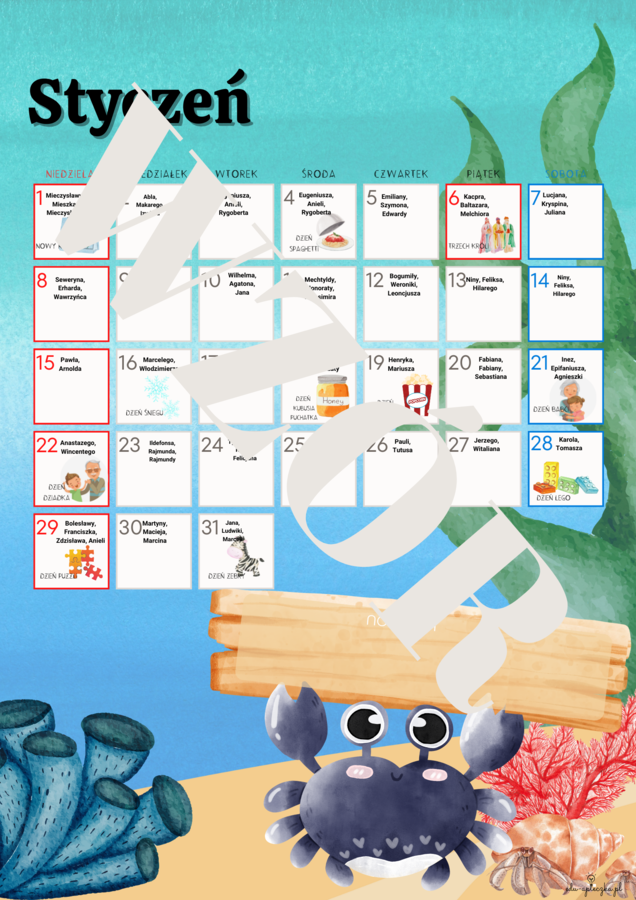 Kalendarz Dni Nietypowych 2022/2023 - krab