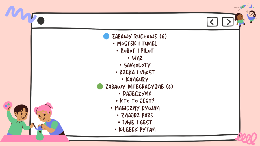 Bank zabaw na dywanie dla klasy 1