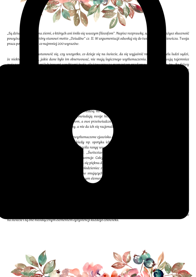 Wzorcowa rozprawka - Hit! „Są dziwy w niebie i na ziemi, o których ani śniło się waszym filozofom”.