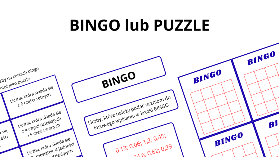Darmowa gra matematyczna: BINGO + puzzle