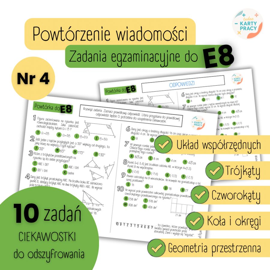 POWTÓRZENIE - Egzamin ósmoklasisty - MATEMATYKA - nr 4
