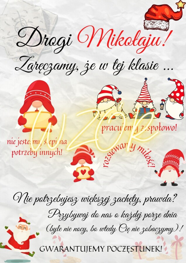 Zaproszenie świąteczne, Boże Narodzenie; Mikołaj