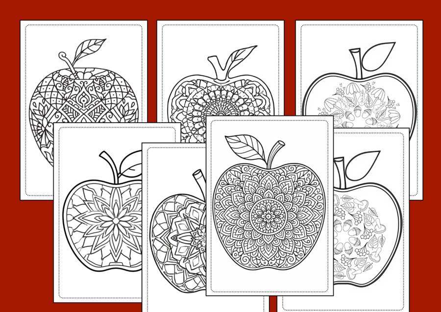🍎 33 mandale jabłkowe do druku – idealne na DZIEŃ JABŁKA 🍎- kolorowanka - mandala - jesień - biblioteka - świetlica