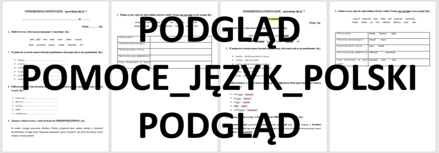 Upodobnienia fonetyczne / fonetyka - sprawdzian dla kl. 7 - 8 + KLUCZ ODPOWIEDZI