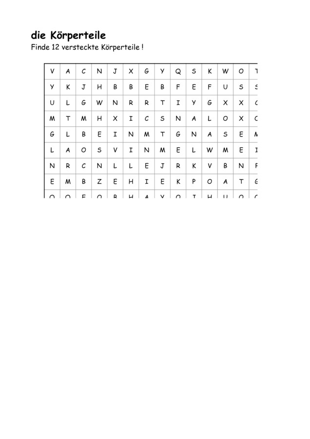 Zestaw "Körperteile"