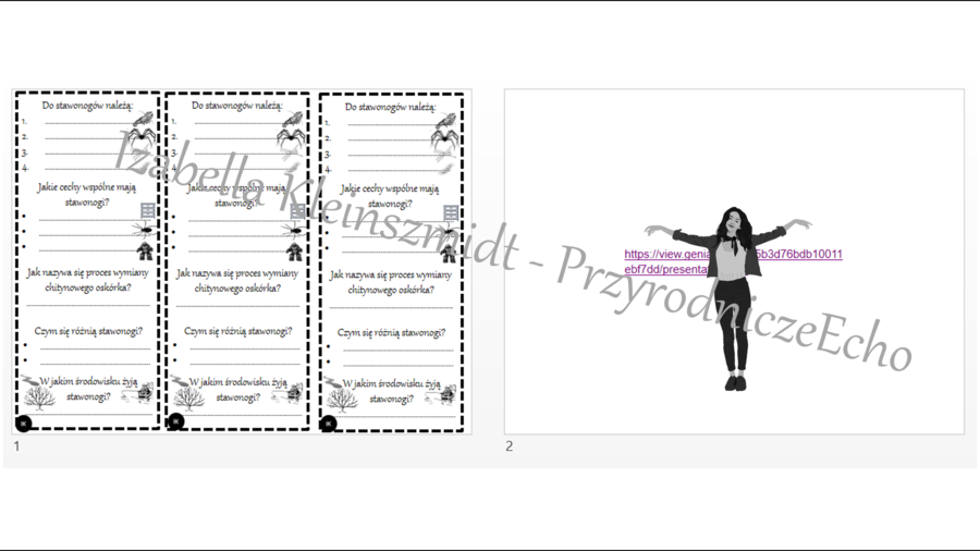 Karta pracy do tematu „Skorupiaki-stawonogi, które mają twardy pancerz ” oraz gratisowo pomysł na lekcję multimedialną z monitorem multimedialnym lub z tabletami (w formie niekomercyjnej prezentacji do edycji – krok po kroku) wykonany w genially - wersja