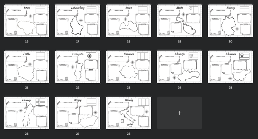 Rysnotkowe karty pracy - państwa UE