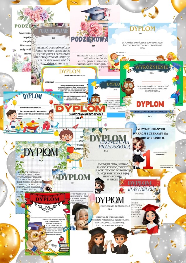 ZAKOŃCZENIE ROKU SZKOLNEGO - DYPLOMY, PODZIĘKOWANIA
