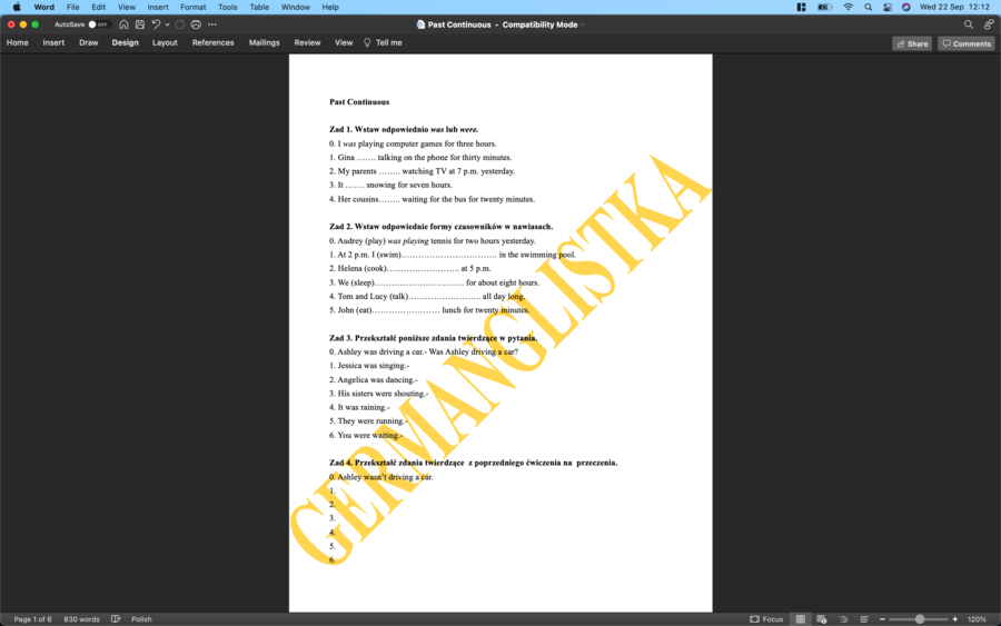 Past Continuous kontra Past Simple- ćwiczenia dla uczniów szkół podstawowych