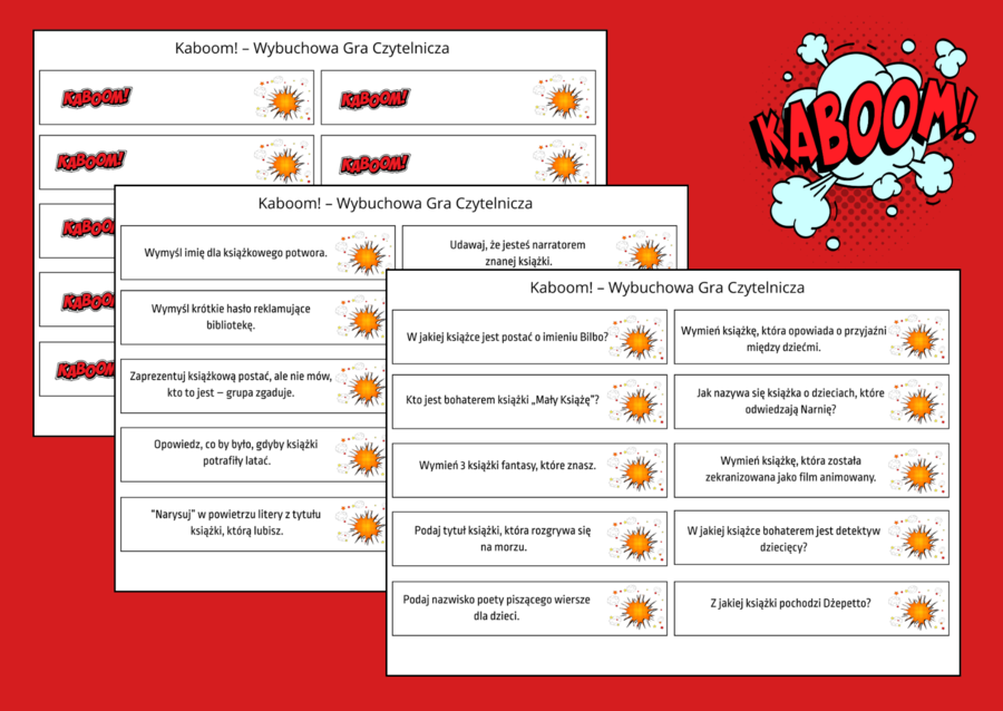 KABOOM! – Wybuchowa Gra Czytelnicza - biblioteka - 100 pytań