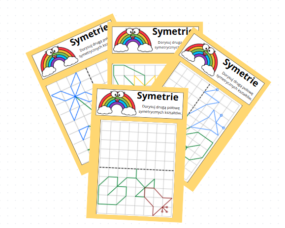 Symetrie - karty pracy, wiosenne motywy