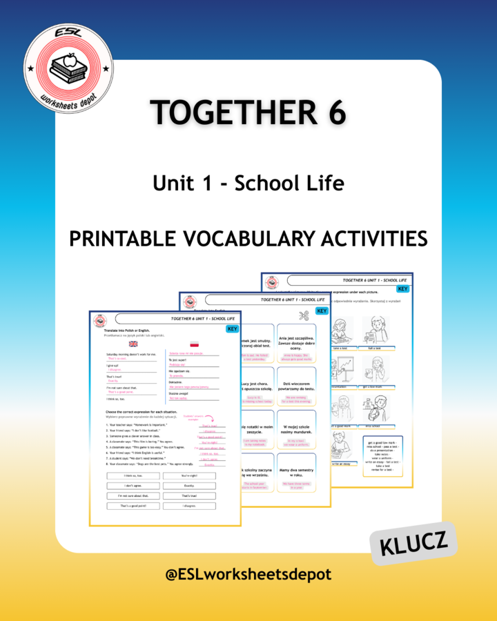 Together 6 Unit 1 - Vocabulary Activities