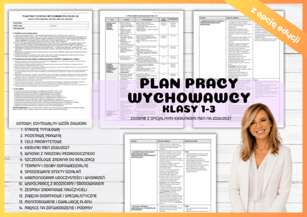 Plan pracy wychowawcy klas I–III na rok szkolny 2026/2027