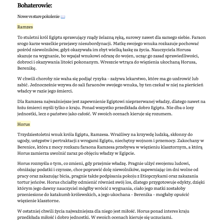 Opracowanie lektury ,,Z legend dawnego Egiptu"