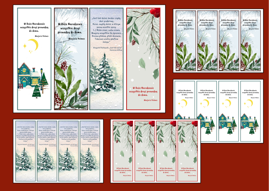 Boże Narodzenie – zakładki do książek – zakładka – biblioteka – świetlica – wersja 5
