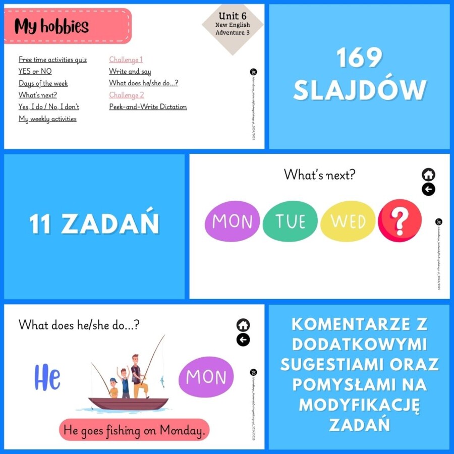 Prezentacja New English Adventure 3 – Unit 6 My hobbies