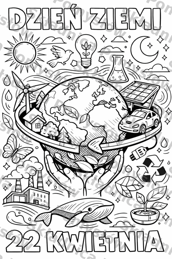 DZIEŃ ZIEMI - pakiet: kolorowanka XXL (9xA4) + miniatura A4; plakat, karta pracy, dekoracja, gazetka, lekcja wychowawcza