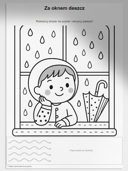 Kolorowanki tematyczne: „Deszczowy dzień”