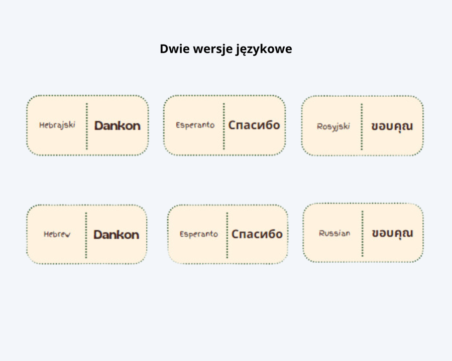 Thank you Domino na Europejski Dzień Języków - Dziękuję w 19 różnych językach - 2 wersje językowe- język polski, język angielski