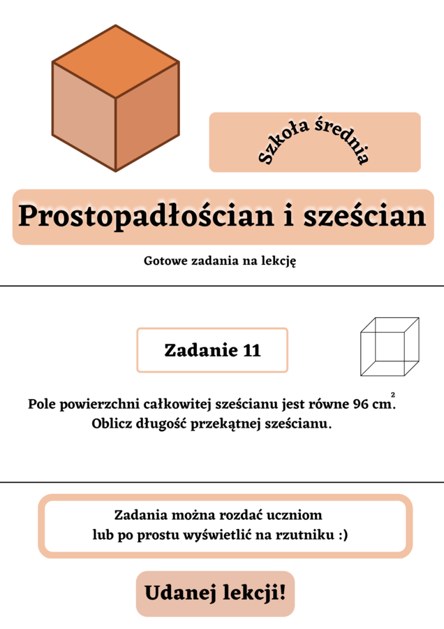 Prostopadłościan i sześcian - zadania maturalne. Szkoła średnia :-)