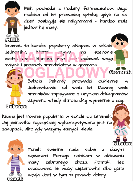 Jednostki masy - karta pracy klasy 4 - 8