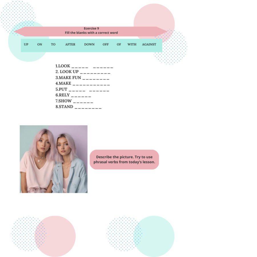 Phrasal verbs dział człowiek/ frazale/ angielski/ egzamin ósmoklasity