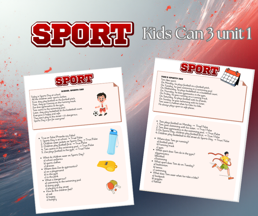 Kids can 3 unit 1- Sport - tekst + pytania quiz