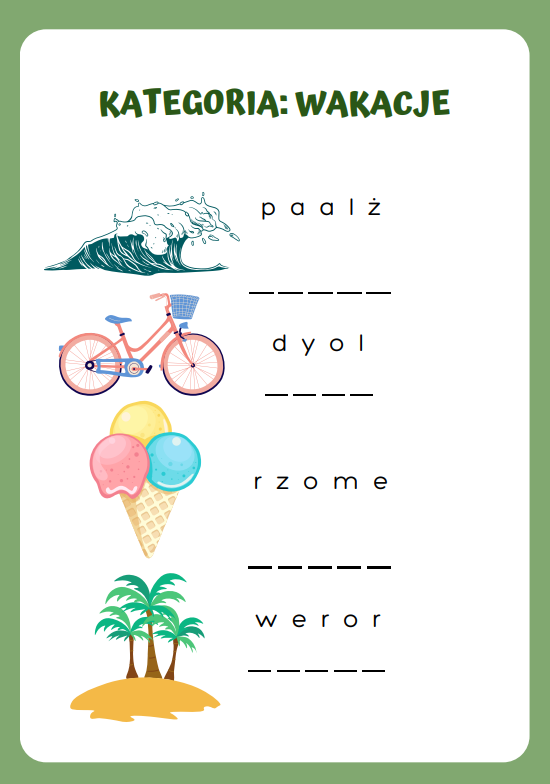 ROZSYPANKI WYRAZOWE DLA MŁODSZYCH UCZNIÓW JĘZYK POLSKI