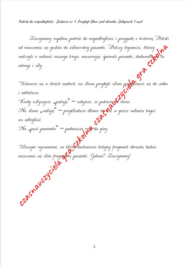 Podróż do niepodległości - gra szkolna klasy I-III