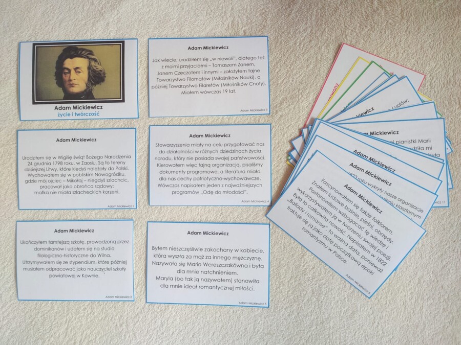 Adam Mickiewicz - biografia - karty Montessori