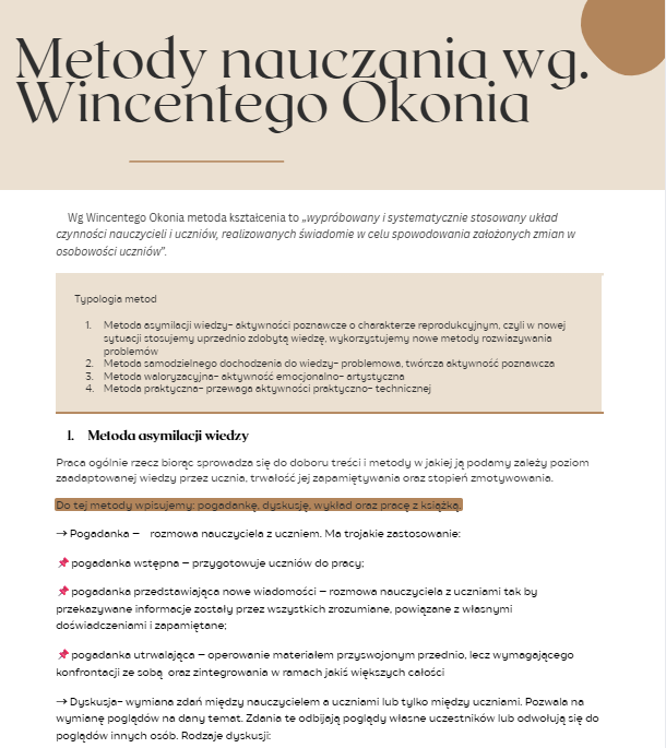Metody nauczania według W. Okonia