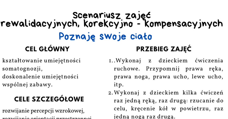 Scenariusz zajęć - Poznaję swoje ciało
