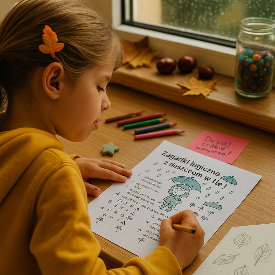 Karty Pracy: "Deszczowe łamigłówki"