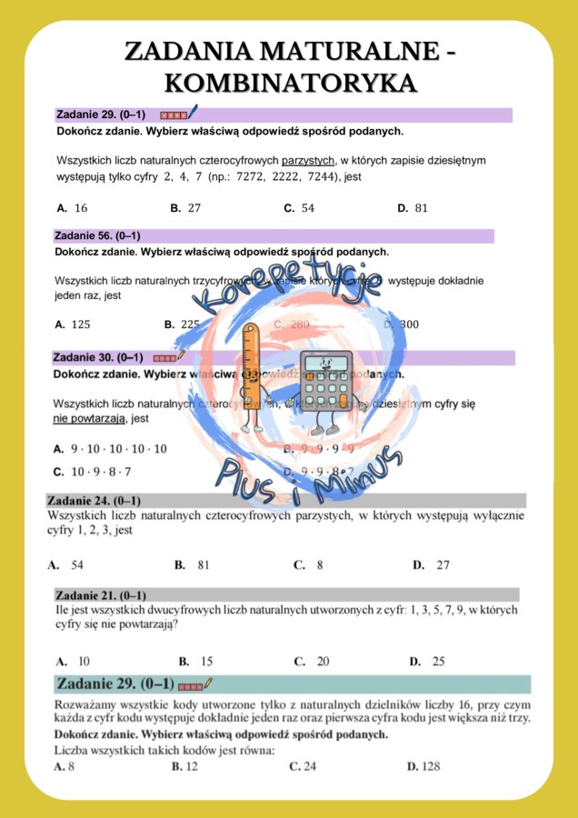 Zadania maturalne - kombinatoryka