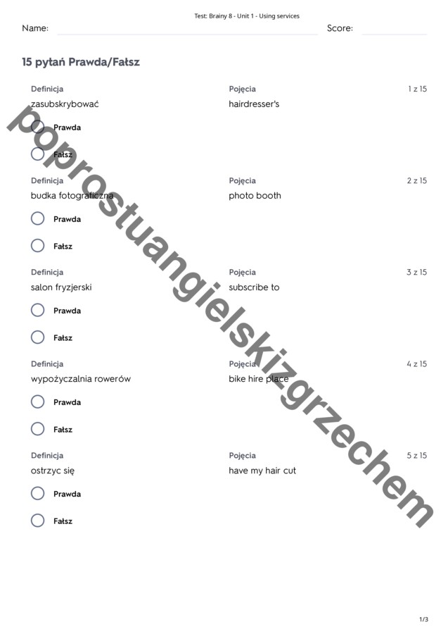 Brainy 8 - Unit 1 - testy