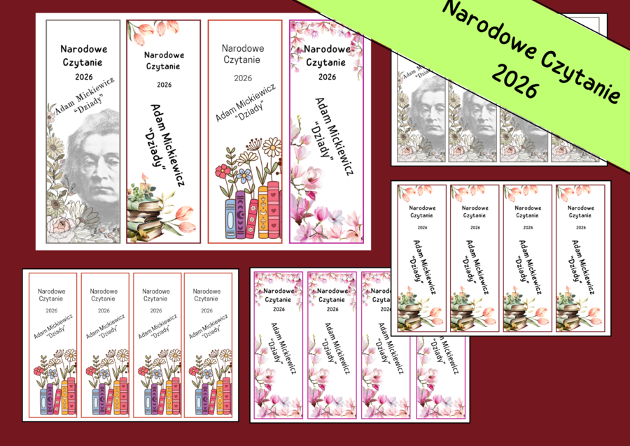❤️📖NARODOWE CZYTANIE 2026 zakładki do książek nowoczesne 1