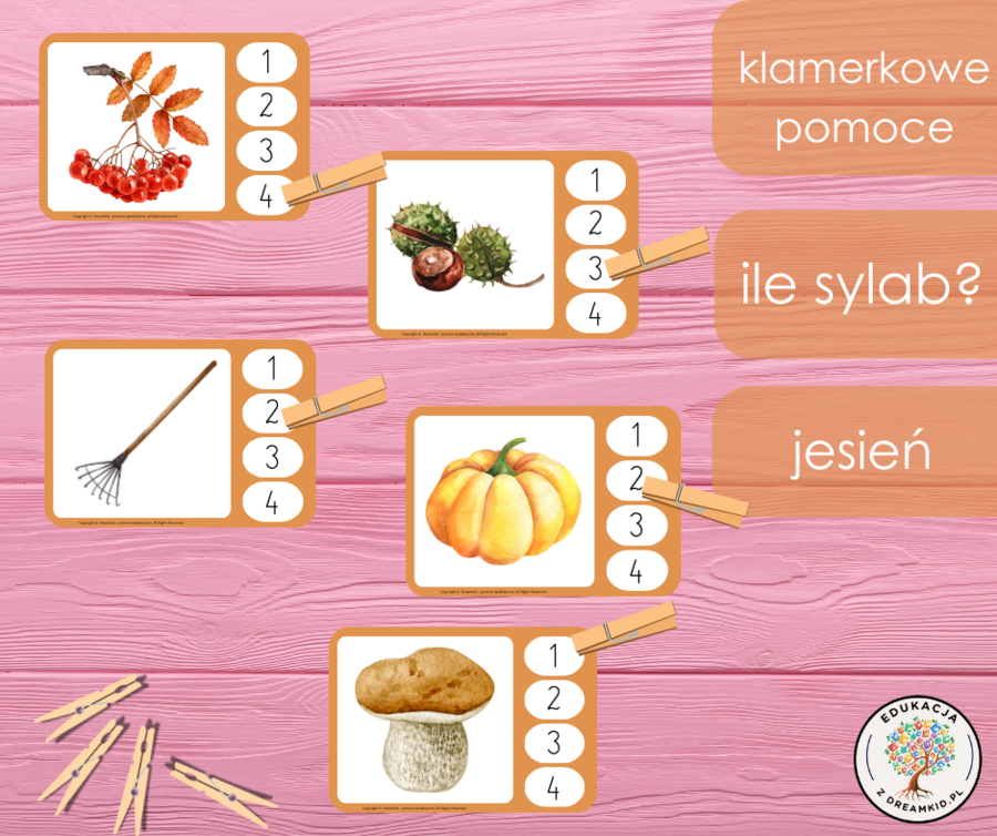 Klamerkowe pomoce - ile sylab? - jesień