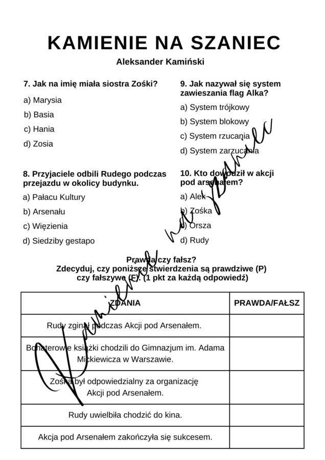 Kartkówka - Kamienie na szaniec