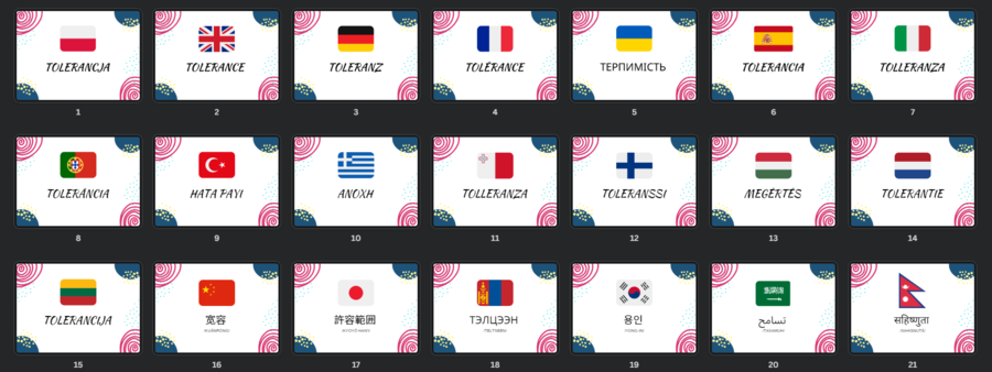 tolerancja w różnych językach - plakaty
