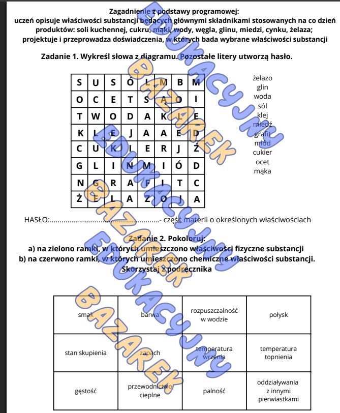 Substancje, właściwości, klasa 7, chemia