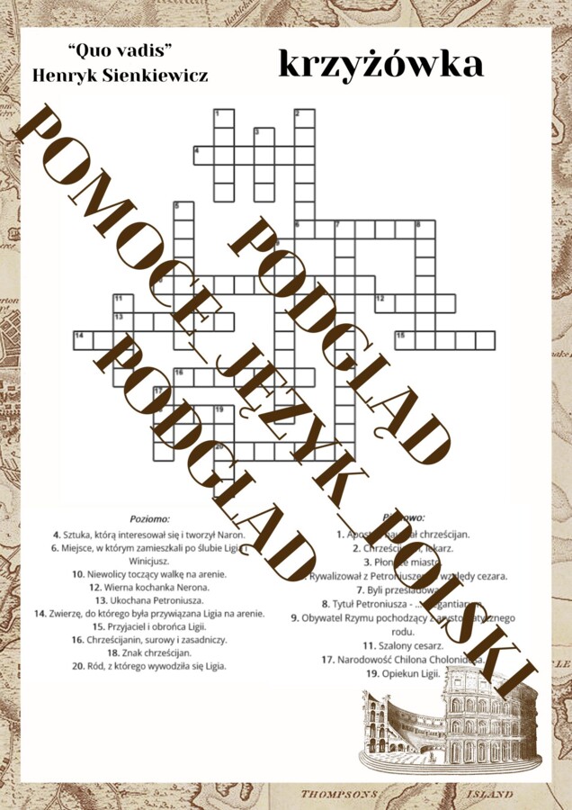 Krzyżówka "Quo vadis" Henryk Sienkiewicz