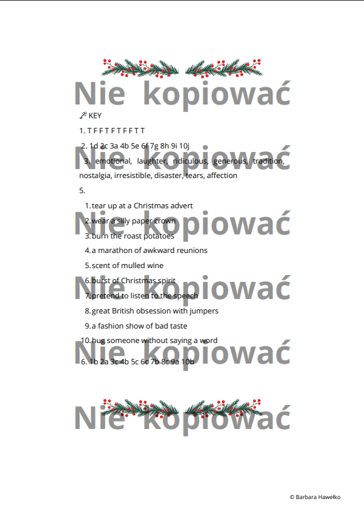 Karta pracy + czytanka "Christmas from the Other Side" B2+