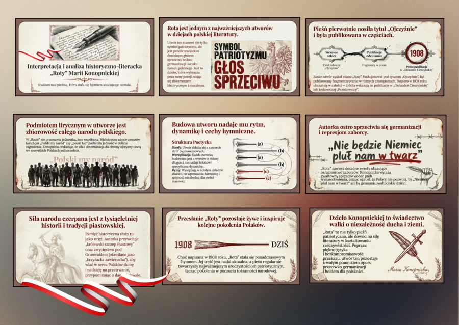 "ROTA" M. Konopnickiej - prezentacja multimedialna – 14 slajdów