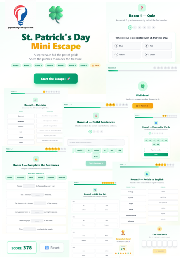 A1-A2 St. Patrick's Day - karta pracy (2026)