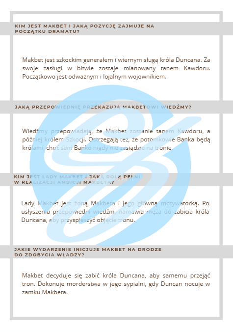 Makbet - William Szekspir pytania i odpowiedzi do lektury. Idealne narzędzie do powtórek przed maturą!