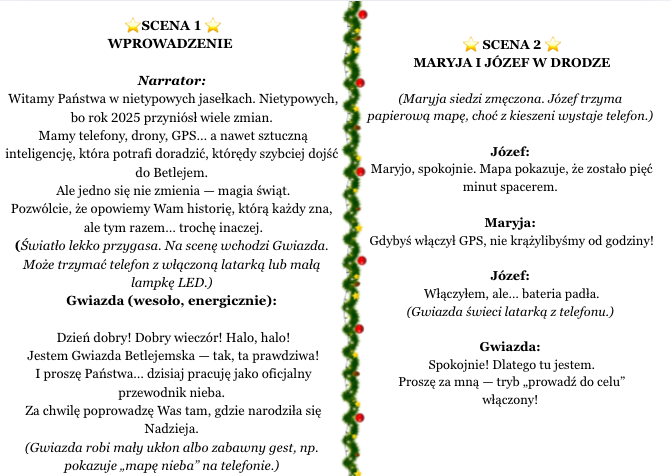 Scenariusz " Jasełka na wesoło"| Nowoczesne Jasełka| Zabawne i współczesne, krótkie dialogi łatwe do nauki| Plakat 4 x A4| Instrukcja z dodatkowymi wskazówkami dla nauczyciela