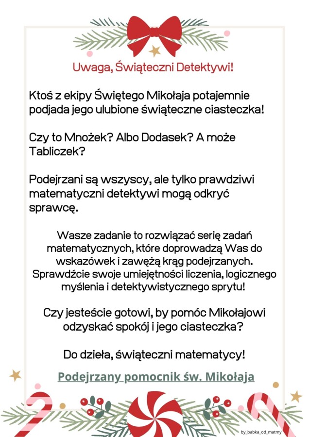 Podejrzany pomocnik św. Mikołaja - escape room dla klasy 4