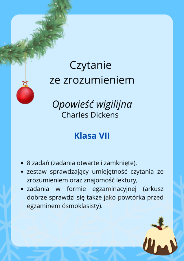 Opowieść wigilijna - czytanie ze zrozumieniem