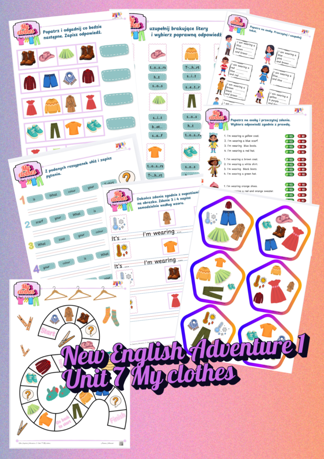 Karty pracy- New English Adventure 1 Unit 7 My clothes